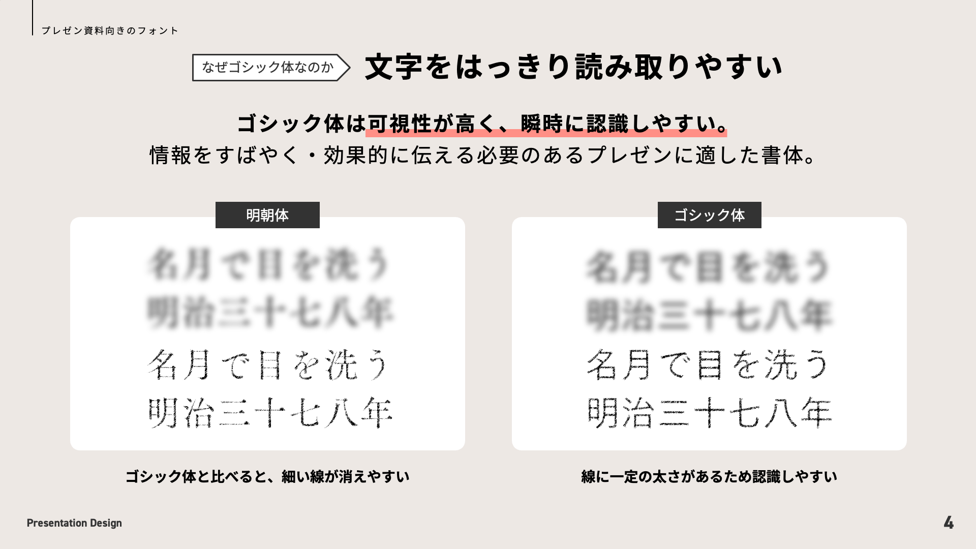 プレゼン資料向きのフォント｜なぜゴシック体なのか