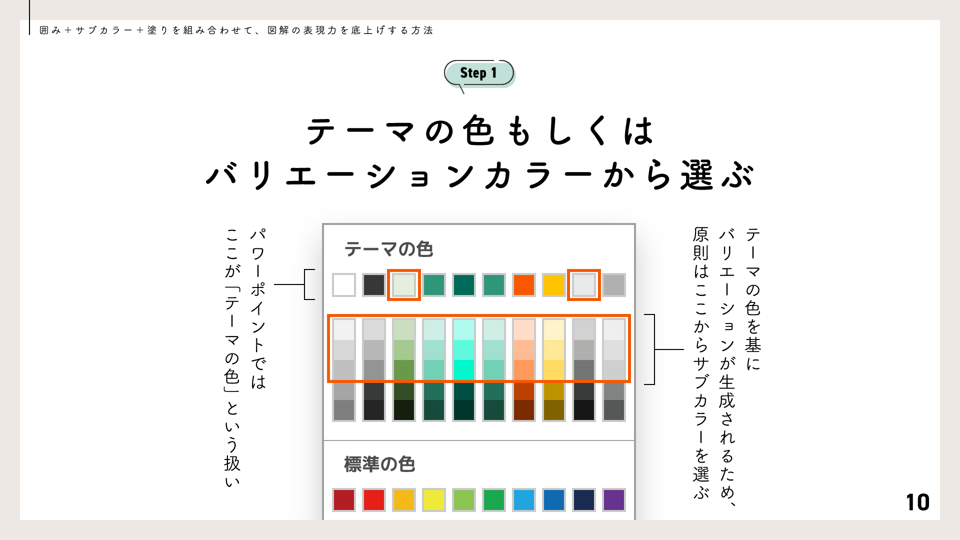 Step 1｜テーマの色もしくはバリエーションカラーから選ぶ