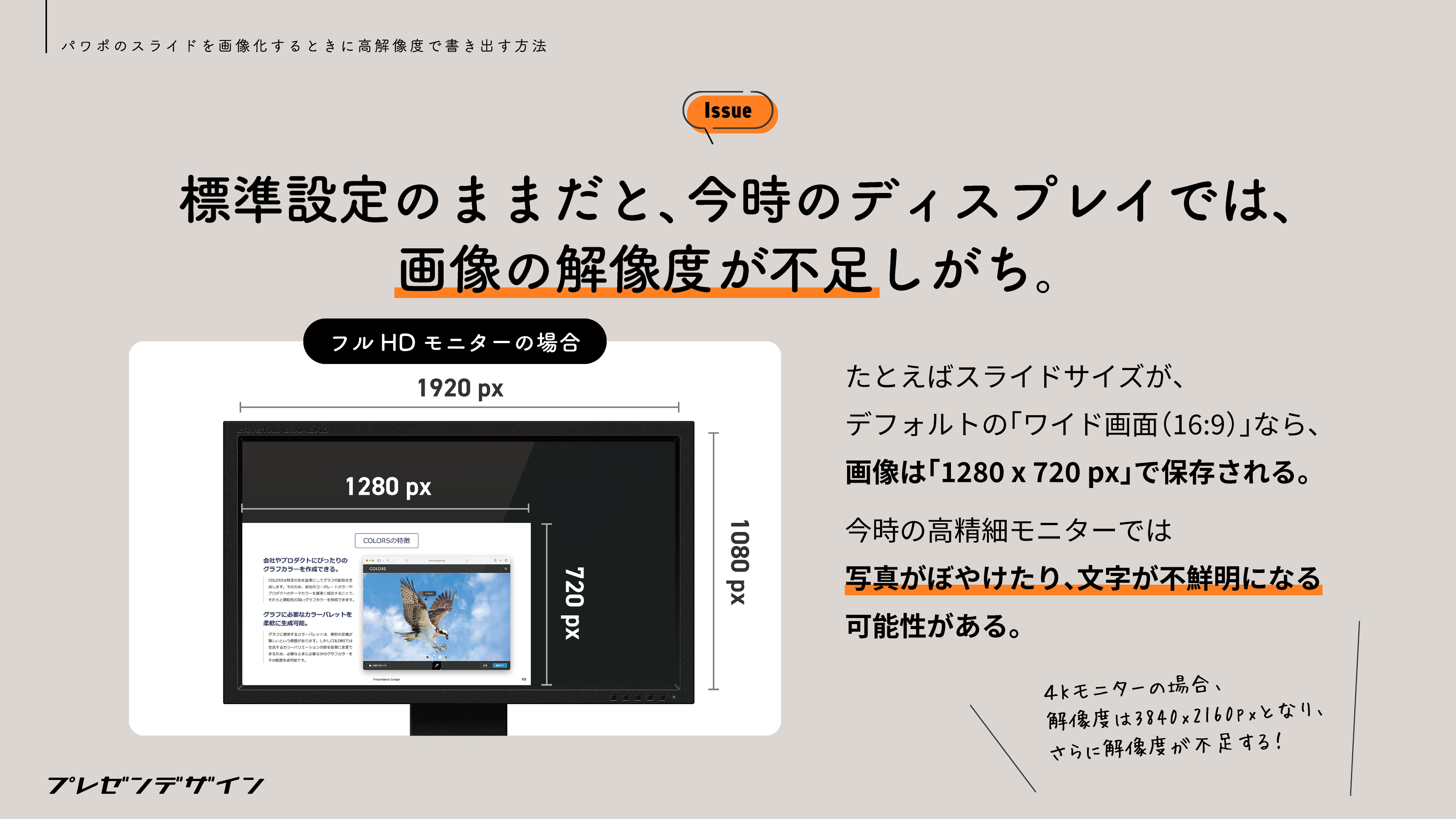 標準設定のままだと、今時のディスプレイでは、画像の解像度が不足しがち。