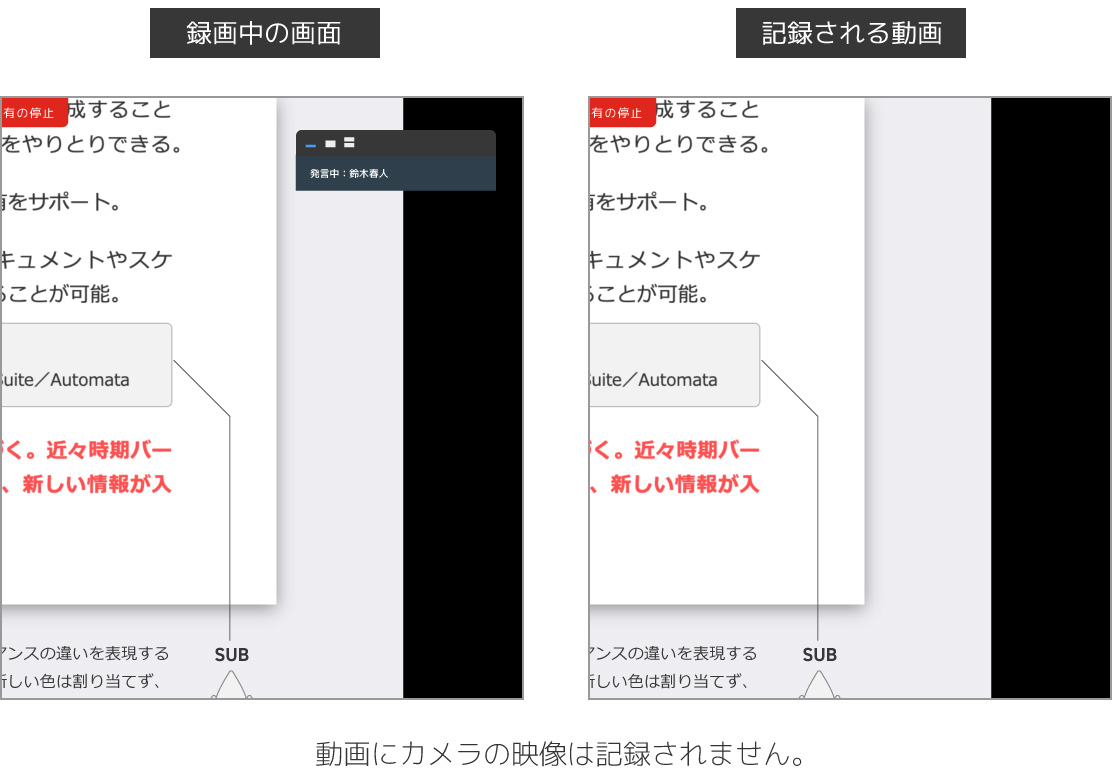 「サムネイルビデオの非表示」のときに記録される動画